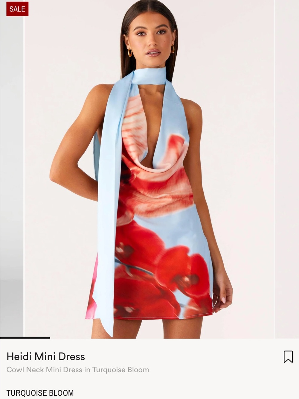 Peppermayo Blue & Red Floral Backless Mini Dress